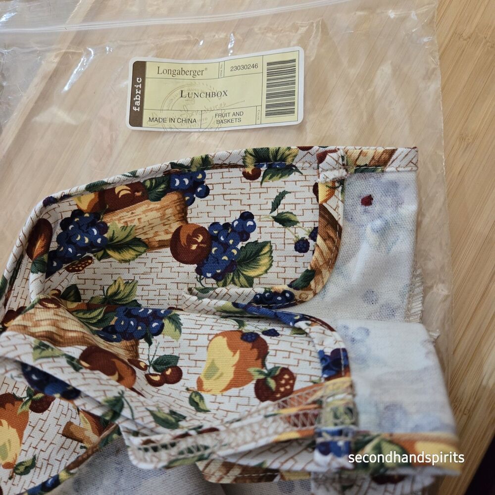 Longaberger LunchBox Fruit & Baskets Fabric Liner 23030246 NEW